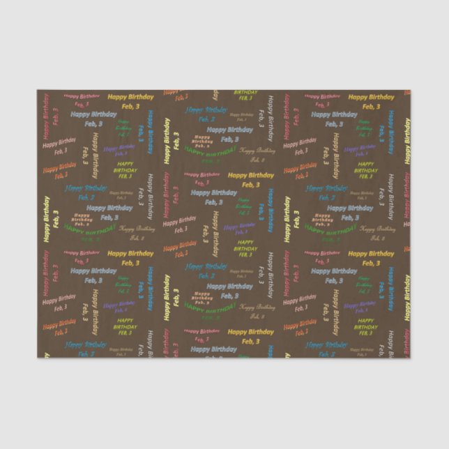 February, 3 Birthday Tissue Paper (Front)