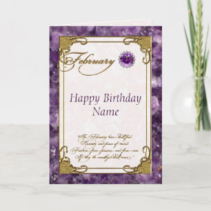 February Amethyst Birthstone Birthday Card