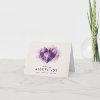 February Amethyst Heart Beautiful Birthstones Than Thank You Card