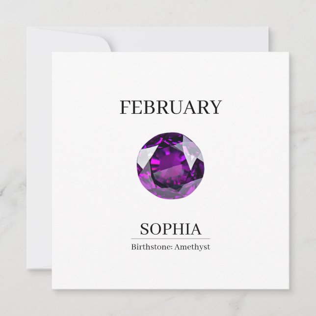 February Amethyst Personalized Birthday Card (Front)