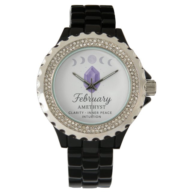 February Amethyst Watch – Time for Inner Peace & C (Front)