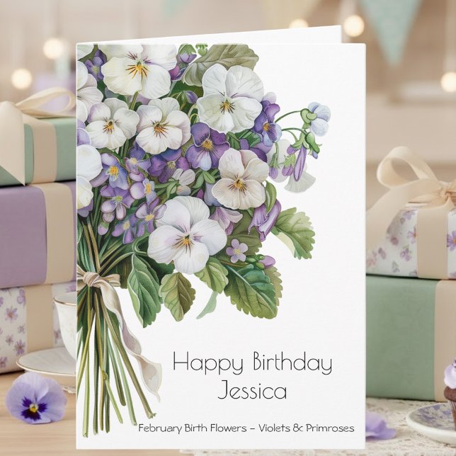 February Birth Flower Birthday Card | Violets (Creator Uploaded)