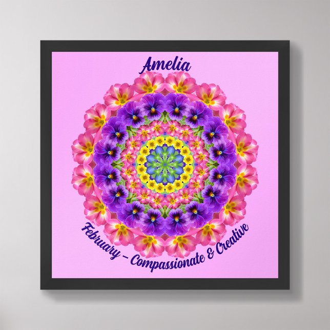 February Birth Flower Quote Kids Nursery Poster (Framed February Birth Month Flower Nursery Kids Poster)