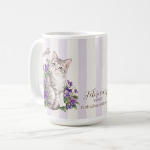 February Birth Flower Violet Cat Bridesmaid Gift Coffee Mug