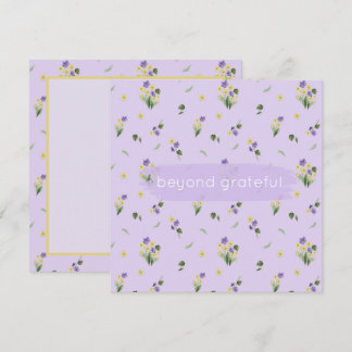 February Birth Flowers Primrose Violet Grateful Thank You Card