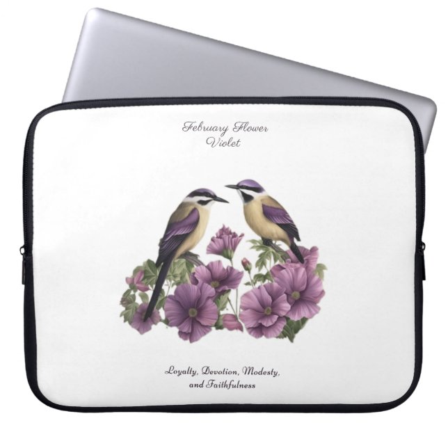 February Birth Month Flower Personalized Birthday Laptop Sleeve (Front)
