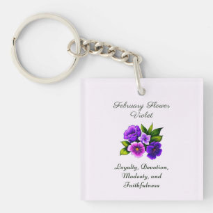 February Birth Month Flower Violet Delicate Floral Keychain