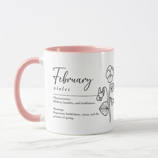 February Birth Month Flower Violet Minimalist Mug (Left)