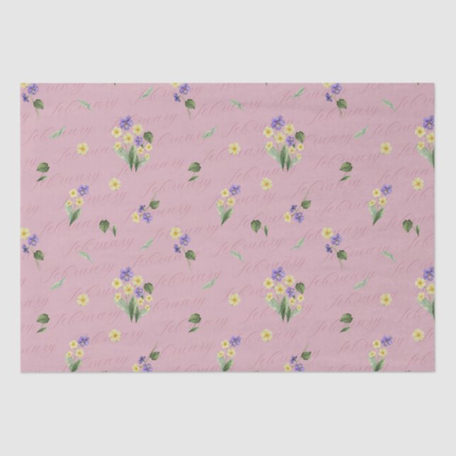 February Birth Month Flowers Primrose Violet Tissue Paper (Front)