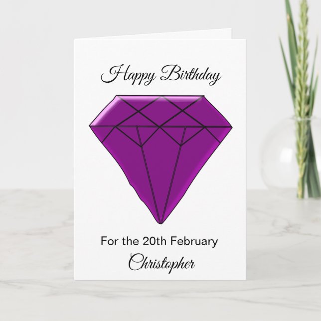 February Birthday Card - Amethyst (Front)