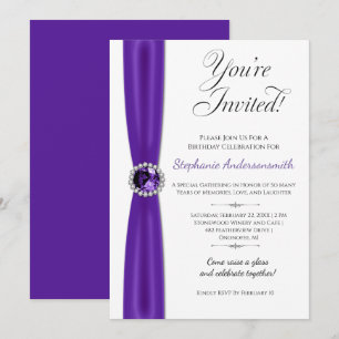 February Birthday Celebration - Purple Amethyst   Invitation