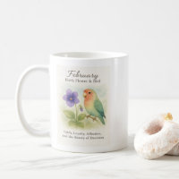 February Birthday Christian Floral Love Bird