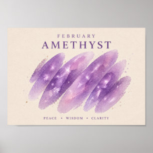 February Birthstone Amethyst Art A4 Poster