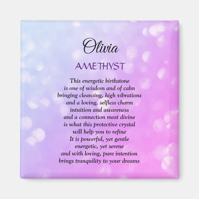 February Birthstone Amethyst design Magnet (Front)