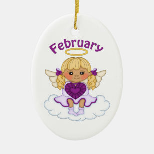 February Birthstone Angel Blonde Ceramic Ornament