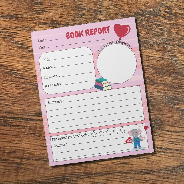 February Book Report Notepad for Elementary School (Creator Uploaded)