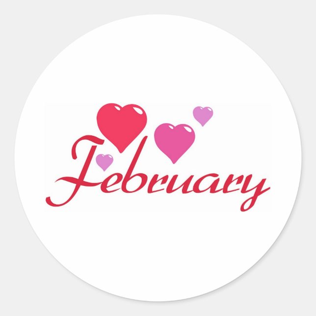 February Classic Round Sticker (Front)