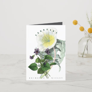 February Flowers Primrose and Violet Thank You Card