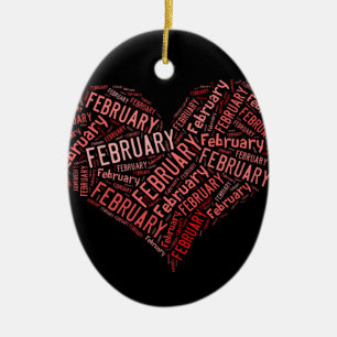 February Heart Ceramic Ornament