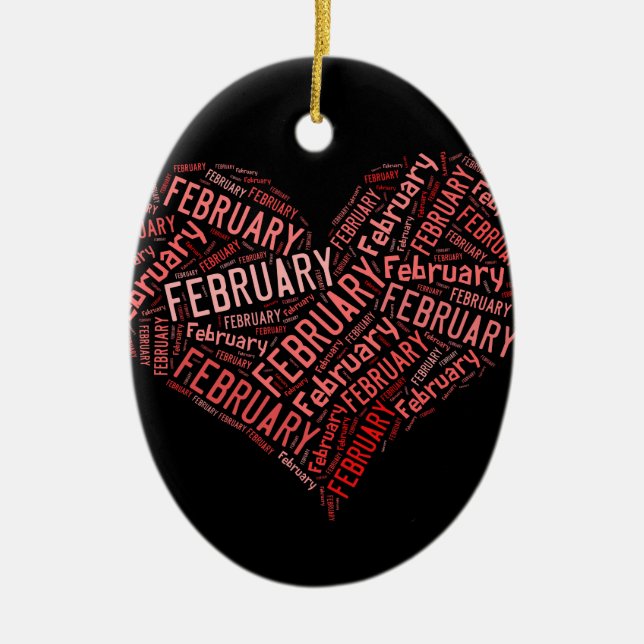February Heart Ceramic Ornament (Front)