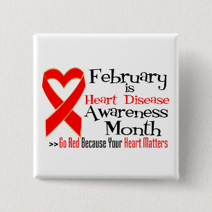 February Heart Disease Awareness Month 2 Inch Square Button