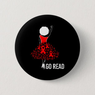 February Heart Disease Awareness Month Red African 2 Inch Round Button