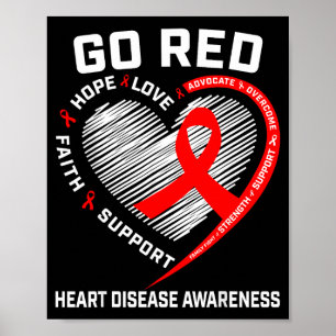 February Heart Disease Awareness Month Red Heart W Poster