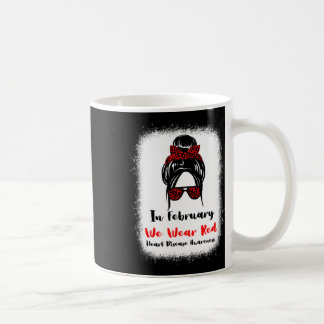 February Heart Health Go Red Messy Bun Women Coffee Mug