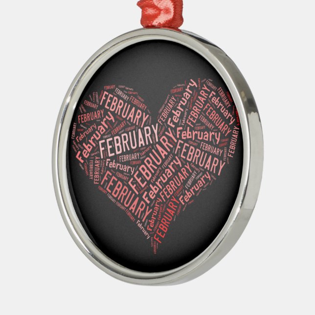 February Heart Metal Ornament (Left)