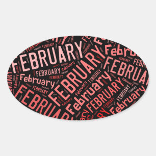 February Heart Oval Sticker