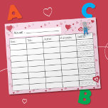 February Kid Reading Log Notepad<br><div class="desc">A cute reading log for kids for the month of February . It features a charming elephant and cute red and pink little hearts . The stars for the ratings are replaced with 5 hearts .
© ArianeC Illustrations-All rights reserved</div>