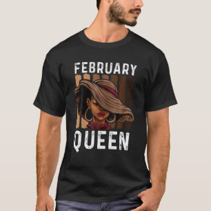 February Queen Afro Melanin Woman Black History Bi T-Shirt