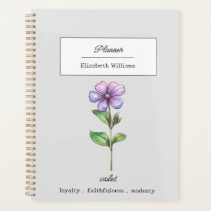 FEBRUARY VIOLET BIRTH FLOWER PERSONALIZED PLANNER
