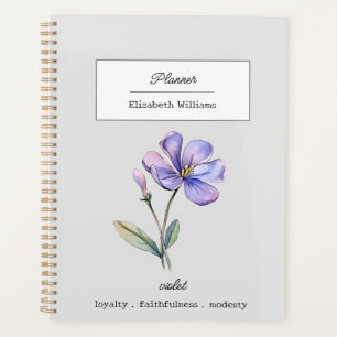 FEBRUARY VIOLET BIRTH FLOWER PERSONALIZED PLANNER