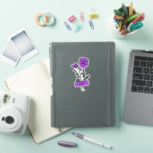 February Violet Flower Bandaid Sticker (iPad Cover)