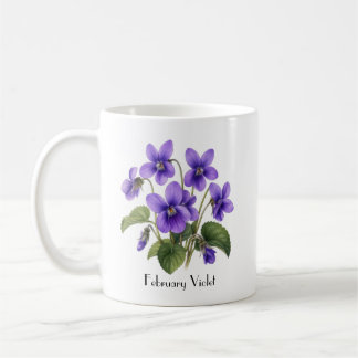 February Violet Flowers Coffee Mug