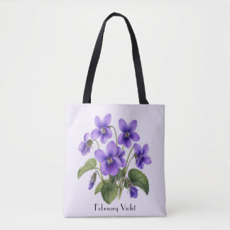 February Violet Flowers Tote Bag
