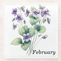 February Violet Glass Coaster 