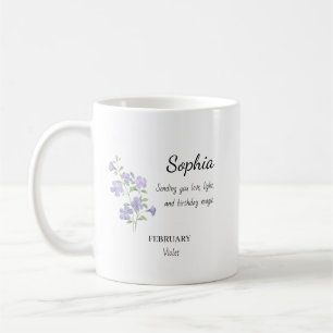 February Violet Personalized Birthday Coffee Mug