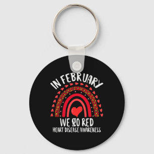 February We Go Red Heart Disease Awareness Red Rai Keychain