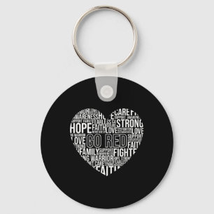 February We Wear Men Women Kids - Heart Disease Aw Keychain