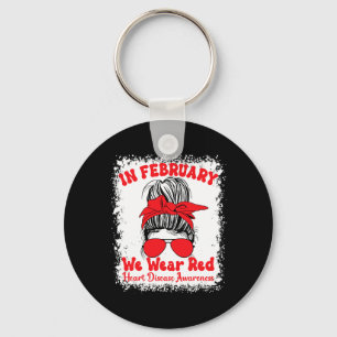 February We Wear Red Heart Disease Awareness Messy Keychain