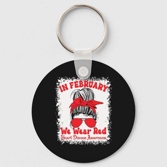 February We Wear Red Heart Disease Awareness Messy Keychain (Front)