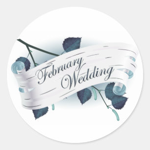 February Wedding : leaves of the season : Classic Round Sticker