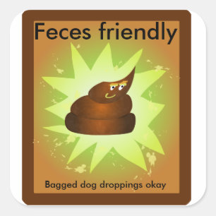 "Feces friendly" trash can sticker