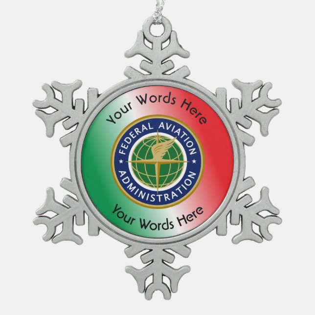 Federal Aviation Administration Shield Snowflake Pewter Christmas Ornament (Front)