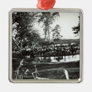 Federal battery fording a tributary on battle metal ornament