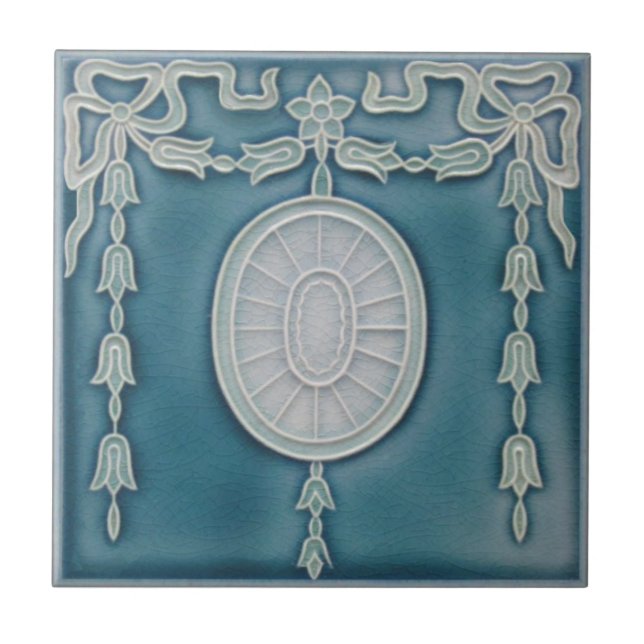 Federal Blue Neoclassical 1900 Repro Faux Relief Tile (Front)