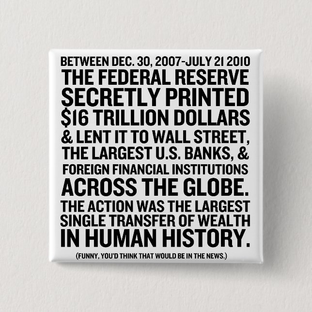 Federal Reserve Audit 2 Inch Square Button (Front)