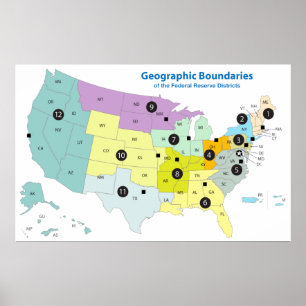 Federal Reserve Districts Geographical Boundaries Poster